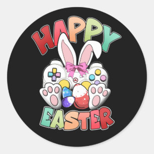 Video Game Easter Bunny Gaming Controller Gamer Classic Round Sticker
