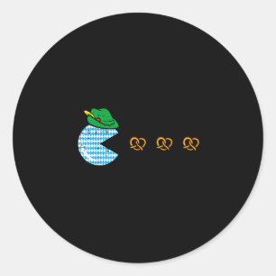Video game eating pretzels gamer boys kids men classic round sticker