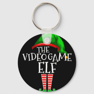 Video Game Elf Group Matching Family Christmas Gif Keychain
