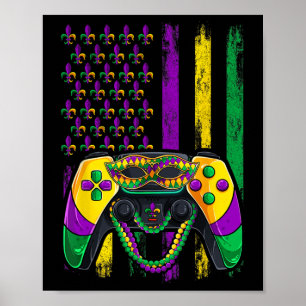 Video Game Flag Beads Kids Mardi Gras Shirts  Poster