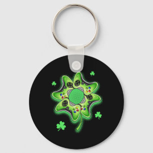Video Game Four Leaf Clover St. Patrick's Day Game Keychain