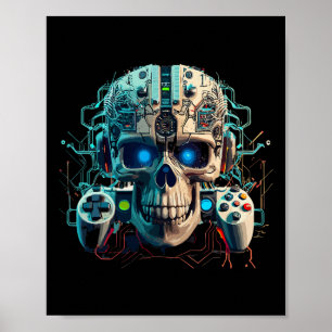 Video Game Gamer Amorphous Creature Skull Gaming C Poster