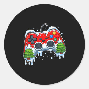 Video Game Gamer Christmas Gaming Xmas Men Boys Yo Classic Round Sticker