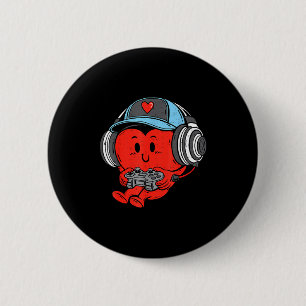 Video Game Gamer Heart Valentines Day Gaming Boys 2 Inch Round Button