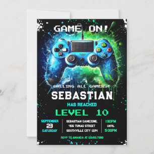 Video Game Gamer Party Birthday Invitation