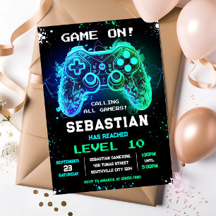 Video Game Gamer Party Birthday Invitation