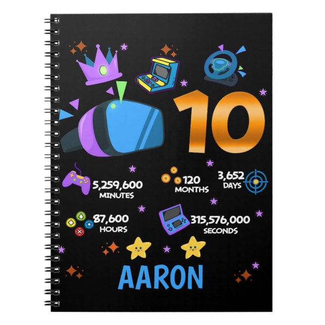 Video Game Gaming Gamers Colourful 10 Double Digit Notebook (Front)
