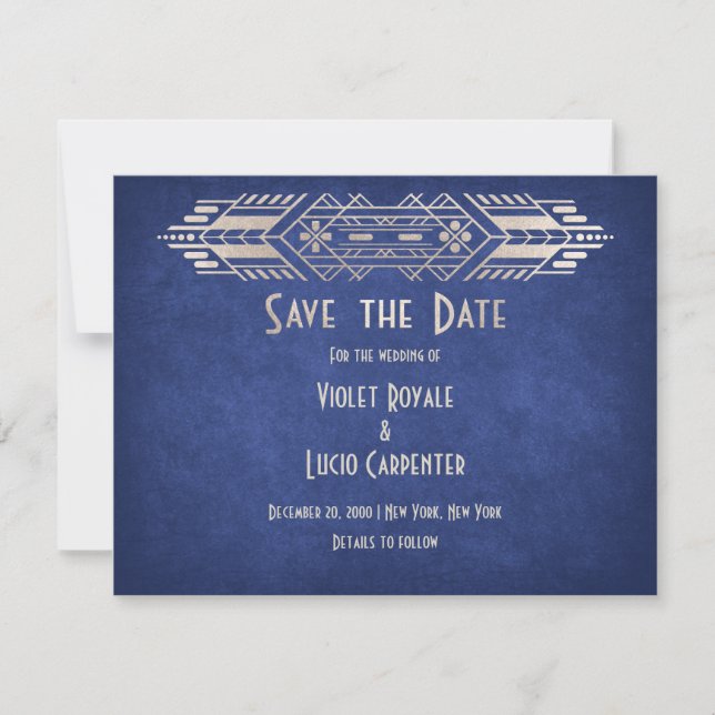 Video Game Geek Blue Wedding Save The Date (Front)