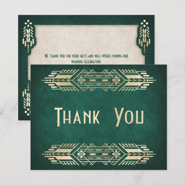 Video Game Geek Green Wedding Thank You Card (Front/Back)