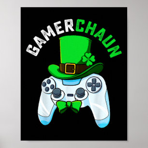 Video Game Leprechaun St Patricks Day Gaming Kids Poster