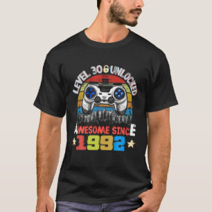 Video Game Level 30 Unlocked Vintage 1992 Boy 30Th T-Shirt
