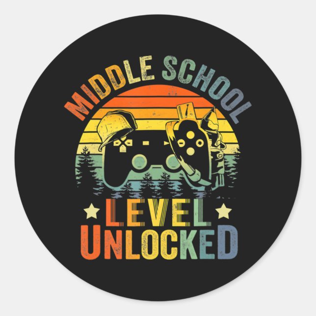 Video Game Level Unlocked Middle School Back to Sc Classic Round Sticker (Front)