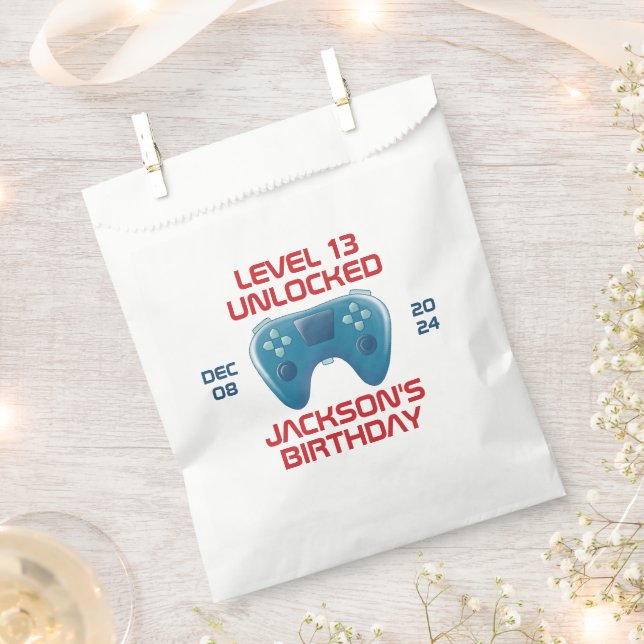 Video Game Level Unlocked Teen Boy Birthday Party Favour Bag (Clipped)
