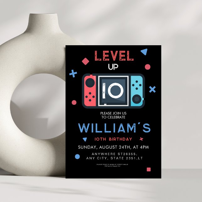 Video game Level up 10th Birthday Invitation (Creator Uploaded)