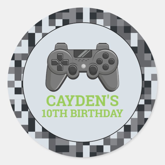 Video Game Level Up Controller Birthday Party Classic Round Sticker (Front)