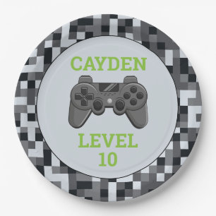 Video Game Level Up Controller Birthday Party Pap Paper Plate