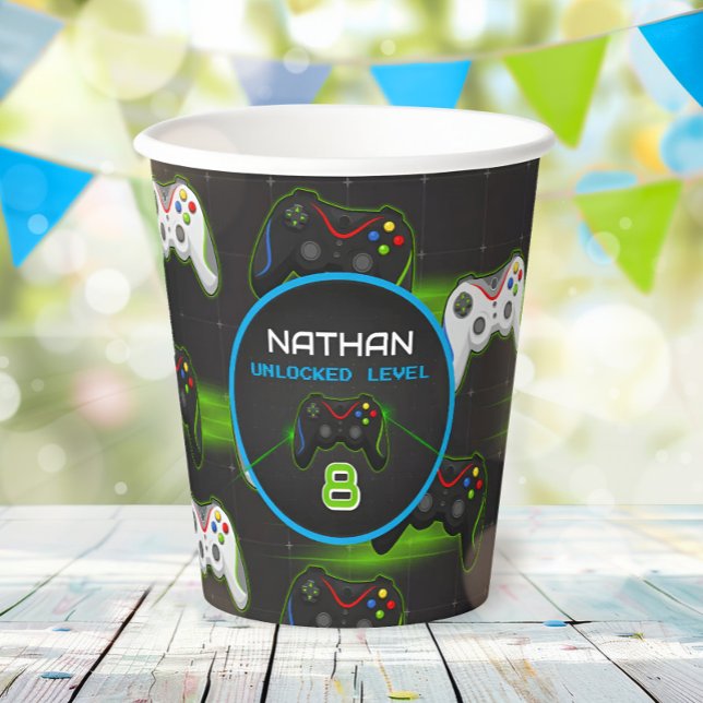 Video Game Level Up Controller Birthday Party Paper Cups (Creator Uploaded)