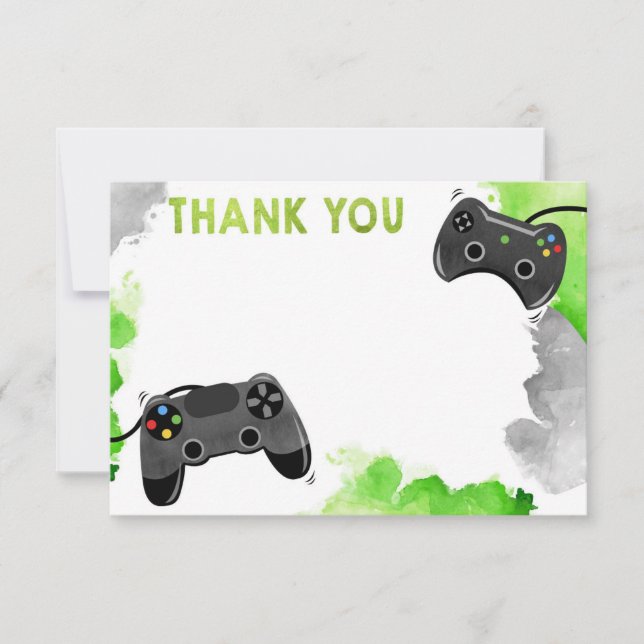 Video Game Level Up Game on Gamer Thank You Cards (Front)