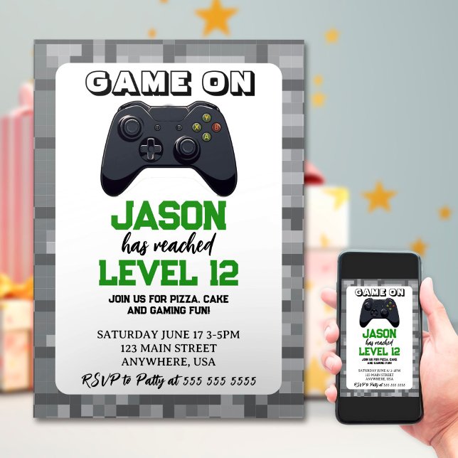 Video Game Level up Gamer Birthday Invitation (Creator Uploaded)