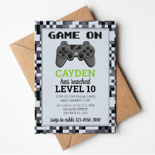 Video Game Level up Gamer Birthday Invite