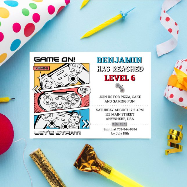 Video Game Level up Gamer Birthday Party Invitatio Invitation (Creator Uploaded)