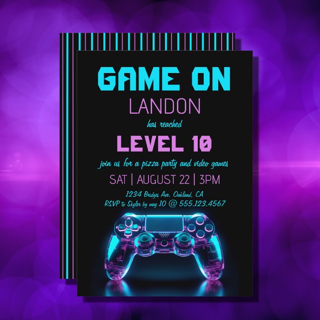 Video Game Level Up Gamer Birthday Party Invite (Creator Uploaded)