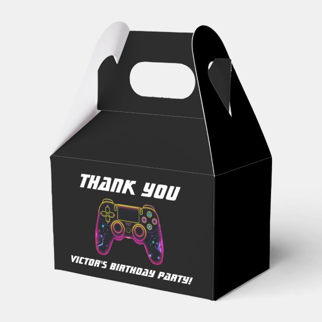 Video Game Level up Gamer Neon Favor Box (Front Side)