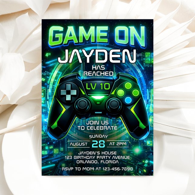 Video Game Level up Gaming Birthday Invitation (Creator Uploaded)