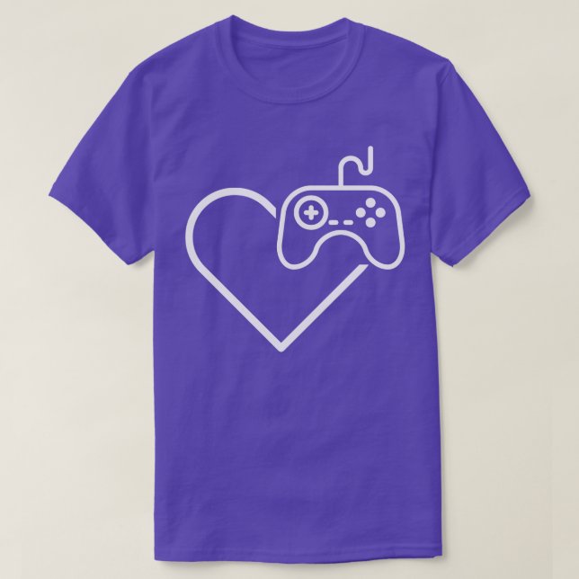 Video Game Lover Heart with Game Controller T-Shirt (Design Front)