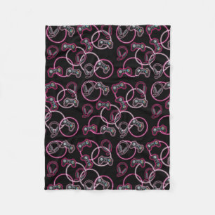 Video Game Neon Pink Girls Pattern  Fleece Blanket