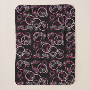 Video Game Neon Pink Girls Pattern  Sherpa Blanket