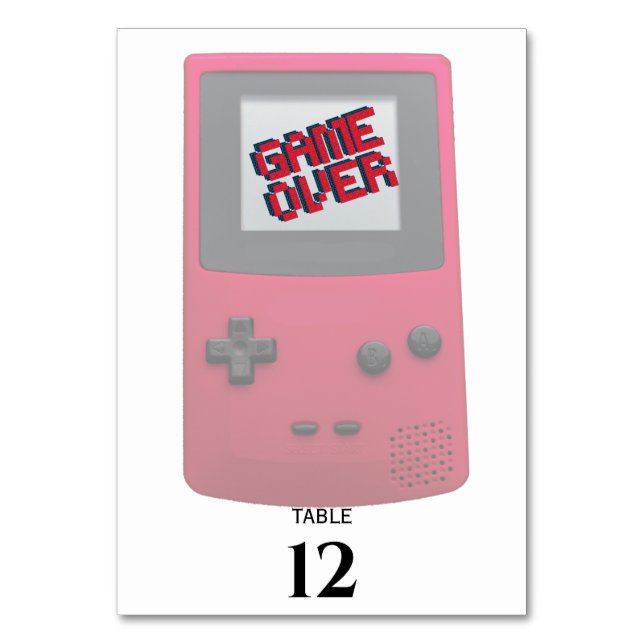 Video Game NERD Wedding Table Number (Front)