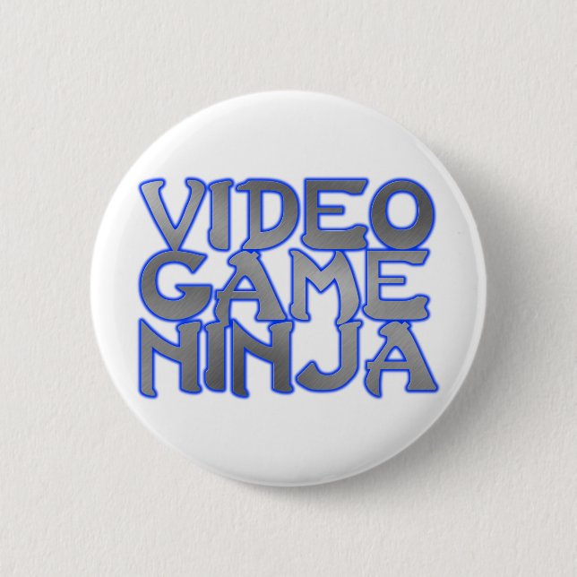 VIDEO GAME NINJA (blue) 2 Inch Round Button (Front)