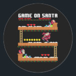 Video Game On Santa Ugly Christmas Gamer Santa Cla Classic Round Sticker<br><div class="desc">Video Game On Santa Ugly Christmas Gamer Santa Claus Gift 2</div>