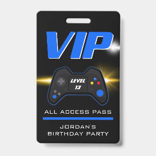 Video Game Party Blue Controller Favour Badge