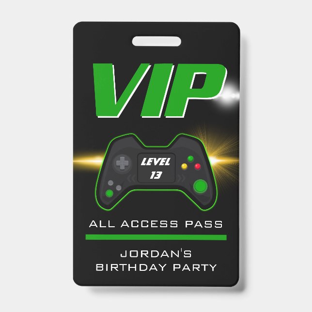 Video Game Party Green Controller Favour Badge (Front)