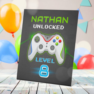 Video Game Party Kids Birthday Gamer Table Sign