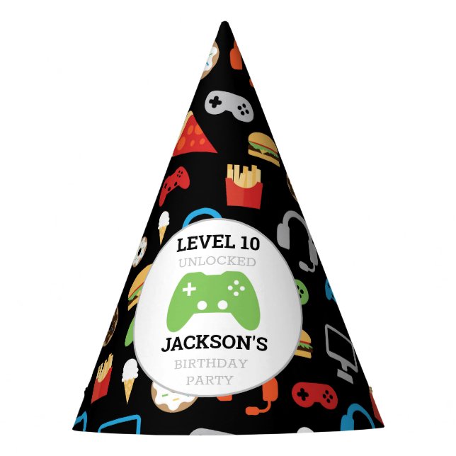 Video Game Party Level Up Kids Birthday Gamer Hat (Front)