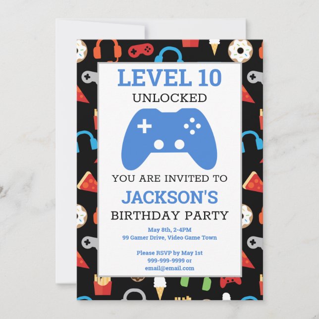 Video Game Party Level Up Kids Birthday Gamer Invitation (Front)