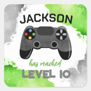 Video Game Party On Level Up Favour Stickers Label