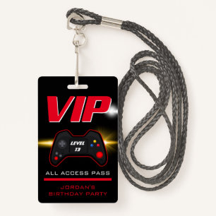 Video Game Party Red Controller Favour Badge