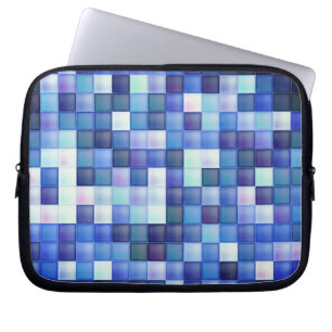 Video Game Pixels Blue Square Pattern Laptop Sleeve