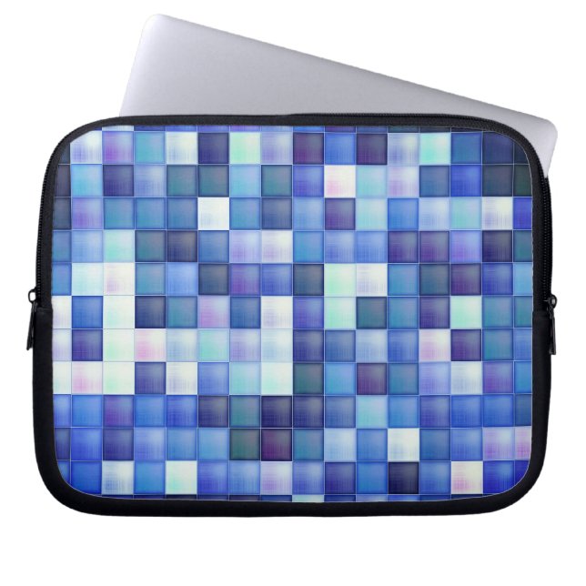 Video Game Pixels Blue Square Pattern Laptop Sleeve (Front)