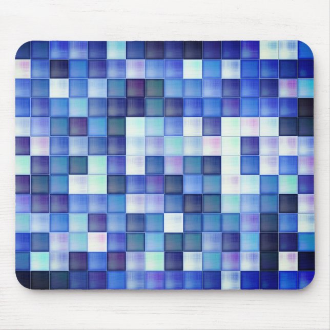 Video Game Pixels Blue Square Pattern Mouse Pad (Front)