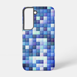 Video Game Pixels Blue Square Pattern Samsung Galaxy Case