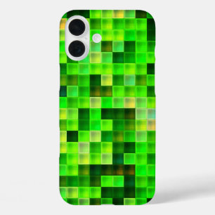 Video Game Pixels Green Square Pattern iPhone 16 Plus Case
