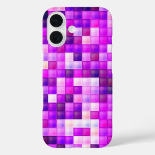Video Game Pixels Pink Square Pattern iPhone 16 Case