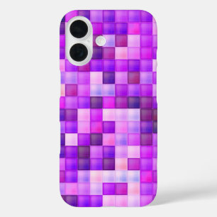 Video Game Pixels Pink Square Pattern iPhone 16 Case