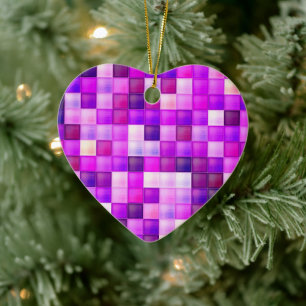 Video Game Pixels Pink Square Pattern Ceramic Ornament
