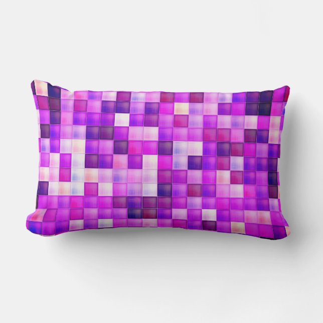 Video Game Pixels Pink Square Pattern Lumbar Pillow (Front)